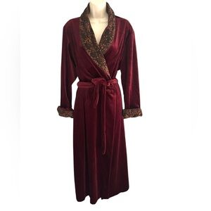 Kimberly Gale Vintage Y2K Velour Robe Burgundy Size Large